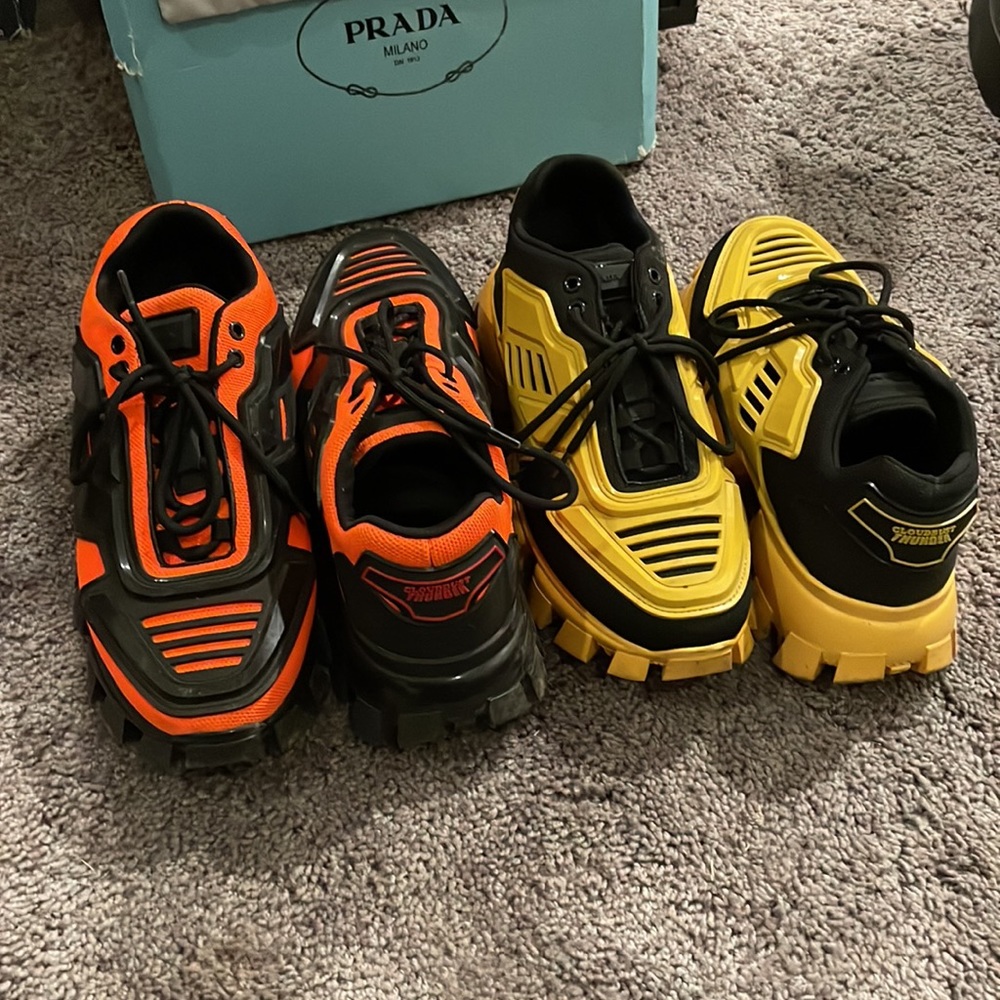 Orange Prada Cloudbust Thunder Sneakers - Picture 2 of 5
